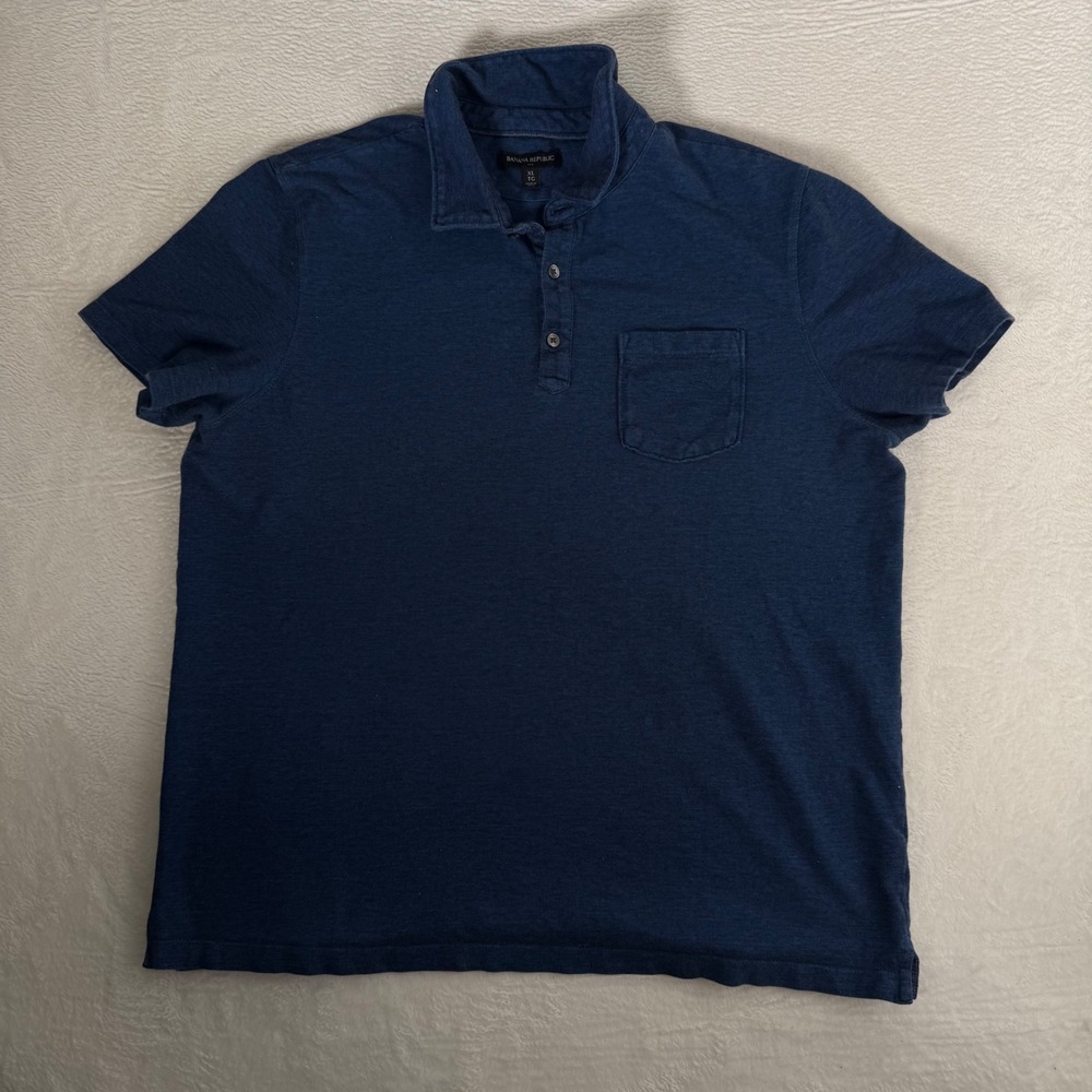 Banana Republic Mens XL Navy Blue Cotton Short Sleeve Chest Pocket Polo Shirt